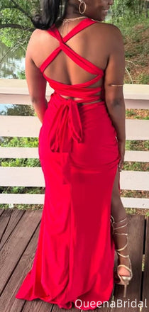 Casual V-neck Halter Mermaid Long Prom Dress Ideas, Evening Party Dresses,WGP2015