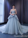 Gorgeous Blue Strapless A-line Sweetheart Lace up Back Ball Gown Party Dress Long Prom Dresses to Impress ,WGP1468