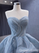 Gorgeous Blue Strapless A-line Sweetheart Lace up Back Ball Gown Party Dress Long Prom Dresses to Impress ,WGP1468