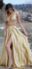 Gorgeous Plunging High Slit Two Pieces Sequins Evening Gown Long Prom Dresses with Pleats,WGP723