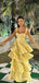 Elegant Sexy Yellow A-line Layer Sweetheart Evening Gown Maxi Long Formal Dresses Prom Dresses With Ruffles ,WGP879