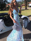 Stylish Shiny Spaghetti Straps V Neck Mermaid Long Party Dress Prom Dresses ,WGP1871