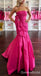 Gorgeous Fuchsia Strapless Mermaid Bow Long Party Dress Prom Dresses ,WGP1874