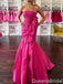 Gorgeous Fuchsia Strapless Mermaid Bow Long Party Dress Prom Dresses ,WGP1874