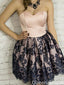 Gorgeous Strapless Lace A-line Short Mini Homecoming Dress,QB1063