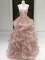 Elegant Pink Layer A-line Evening Gown Maxi Long Formal Dresses Prom Dresses with Ruffles,WGP895