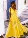 Sexy Yellow Plunging A-line Evening Gown Maxi Long Formal Dresses Prom Dresses,WGP923