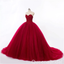 Sparkle Red Strapless A-line Ball Gown Lace Up Back Long Prom Dresses to Impress with Train,WGP1330