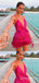 Sexy Plunging Deep V-neck Layer Spaghetti Straps A-line Graduation Party Short Homecoming Dresses ,QB0721