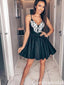 Formal Spaghetti Strap V-neck A-line Short Mini Homecoming Dress,QB1065
