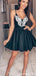 Formal Spaghetti Strap V-neck A-line Short Mini Homecoming Dress,QB1065
