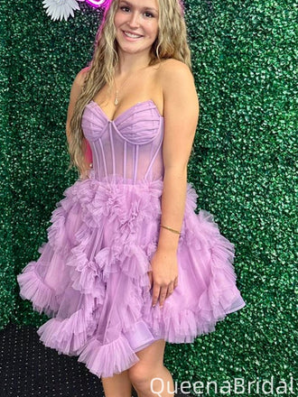 Elegant Strapless A-line Short Mini Homecoming Dress,QB1068