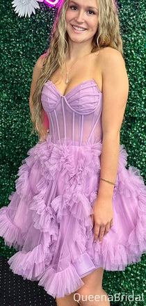 Elegant Strapless A-line Short Mini Homecoming Dress,QB1068