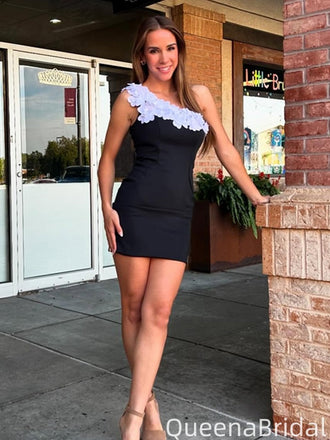 Elegant One-shoulder Sheath Short Mini Homecoming Dress,QB1073