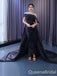 Gorgeous Black Off the Shoulder Mermaid Lace up Back Party Dress Long Prom Dresses to Impress with Trailing,WGP1469