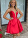 Elegant V-neck Notched Strapless A-line Homecoming Dress Graduation Party Dress,QB0973
