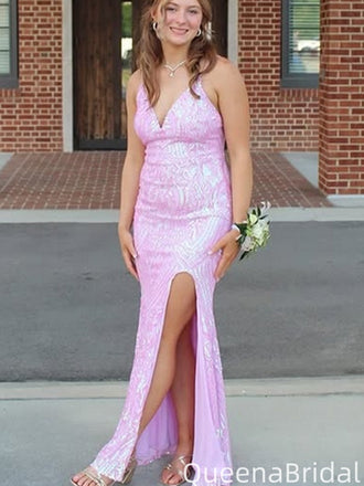 Elegant V-neck Spaghetti Strap Mermaid Long Prom Dress Ideas, Evening Party Dresses,WGP2017