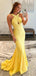 Sexy Unique Yellow Backless Mermaid Maxi Long Formal Prom Dresses Evening Gown ,WGP542