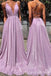 Sparkle Spaghetti Straps Plunging Lace Up Back Long Prom Dresses to Impress ,WGP1331