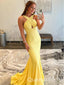 Sexy Unique Yellow Backless Mermaid Maxi Long Formal Prom Dresses Evening Gown ,WGP542