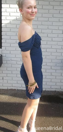 Casual Off-shoulder Sheath Short Mini Homecoming Dress,QB1076