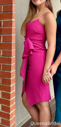 Elegant Spaghetti Strap Sheath Short Mini Homecoming Dress,QB1077