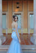 Elegant Blue Sequins Mermaid Side Slit Spaghetti Strap Long Wedding Guest Prom Dresses,WGP434