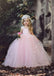 Cheap Tulle Sleeveless Light Pink Princess Ball Gown Flower Girl Dresses, QB0329