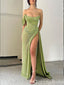 Sparkle Green Sheath Off Shoulder Evening Gown Maxi Long Evening Party Prom Dresses ,WGP1156