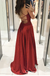 Sexy Elegant A-line Sparkle Plunging Evening Gown Long Prom Dresses with Pleats,WGP726