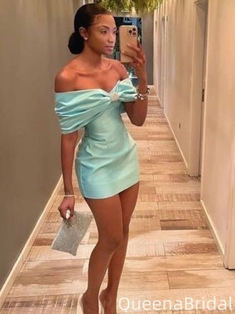 Gorgeous Strapless Off-shoulder Sheath Short Mini Homecoming Dress,QB0987