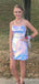 Elegant Simple Spaghetti Straps Straight Neck A-line Short Homecoming Dresses  ,QB0662