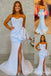 Light Blue Strapless Mermaid Long Prom Dresses to Impress with Bow ,WGP1332