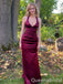 Sexy Burgundy V Neck Mermaid Criss Cross Long Prom Dresses to Impress ,WGP1543