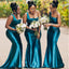 Elegant Blue One Shoulder Mermaid Long Cheap Bridesmaid Dresses ,BDS0169