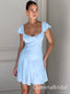 Elegant Light Blue Simple Cheap A-Line Short Homecoming Dresses, QB0510