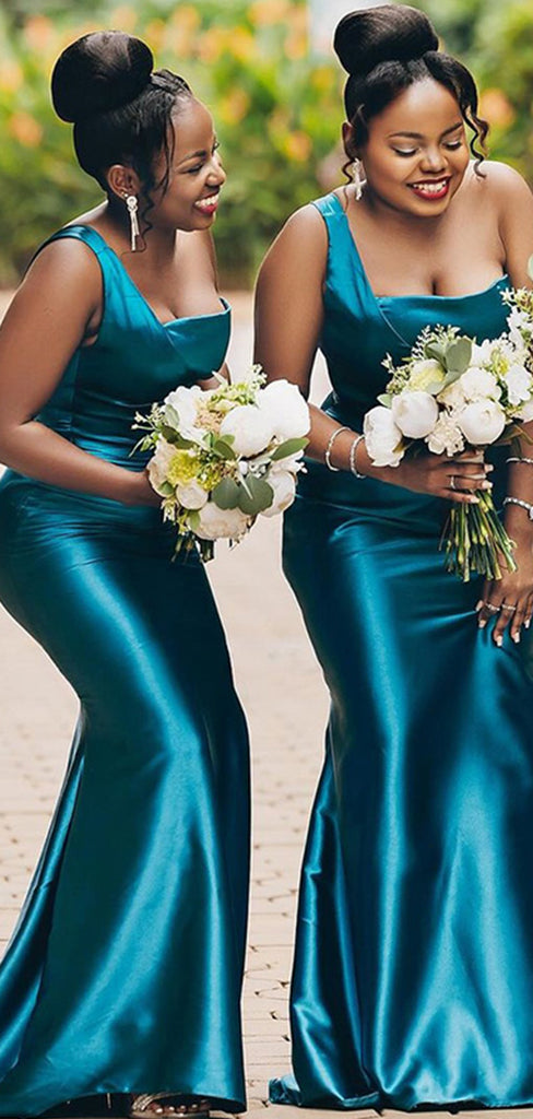 Elegant Blue One Shoulder Mermaid Long Cheap Bridesmaid Dresses ,BDS0169