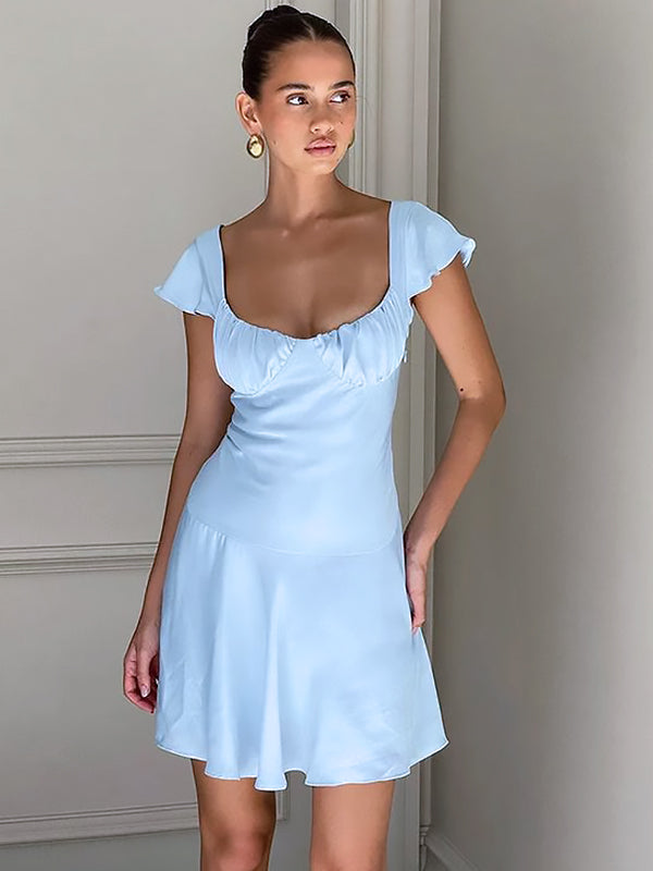 Elegant Light Blue Simple Cheap A-Line Short Homecoming Dresses, QB0510