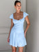 Elegant Light Blue Simple Cheap A-Line Short Homecoming Dresses, QB0510