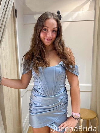 Elegant Strapless Off-shoulder Sheath Short Mini Homecoming Dress,QB0988