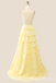 Light Yellow Strapless Tiered Sweetheart Lace Appliques A-line Lace Up Back Long Prom Dresses to Impress ,WGP1333