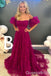 Sexy Bubble Sleeve Straight Neck A-line Party Dress Long Prom Dresses to Impress ,WGP1393