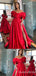 Gorgeous Red Off Shoulder Lace Up Back Sweetheart A-line Evening Gown Maxi Long Evening Party Prom Dresses with Slit,WGP1029