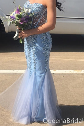 Stylish Strapless Beaded Sweetheart Mermaid Party Dress Long Prom Dresses to Impress ,WGP1711