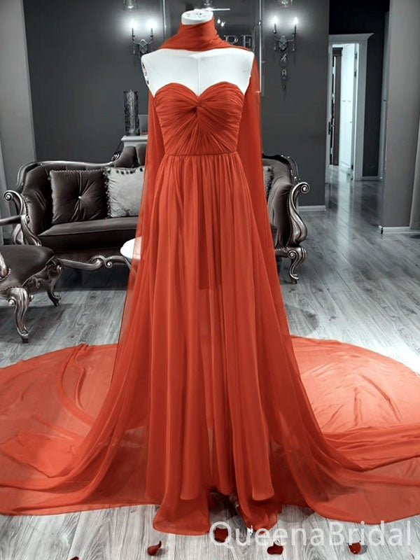 Stylish Sweetheart Chiffon A-line Long Prom Dresses to Impress ,WGP154 – QueenaBridal
