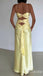 Stylish Light Yellow Spaghetti Straps A-line Long Prom Dresses to Impress ,WGP1553