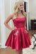 Elegant Red Strapless Beadings Simple Cheap Short Homecoming Dresses, QB0515