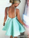 Sexy Elegant Open Back Simple A-line Short Homecoming Dresses With Pleats ,QB0651