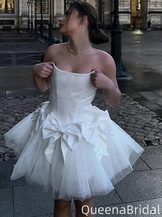 Elegant Bateau Strapless A-line Homecoming Dress Graduation Party Dress,QB0976