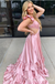 Sexy Light Pink Layer High Slit Evening Gown Maxi Long Formal Dresses Prom Dresses with Ruffles ,WGP949